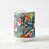 カラフルコイ魚水お洒落色オレンジティール（緑がかった色） コーヒーマグカップ (中央)