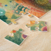 カラフルコイ魚水お洒落色オレンジティール（緑がかった色） ジグソーパズル (側面)