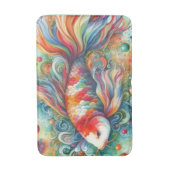 カラフルコイ魚水お洒落色オレンジティール(緑がかった色) バスマット (正面縦)