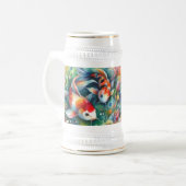 カラフルコイ魚水お洒落色オレンジティール（緑がかった色） ビールジョッキ (正面左)