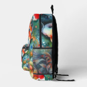 カラフルコイ魚水お洒落色オレンジティール（緑がかった色） プリントバックパック (右)