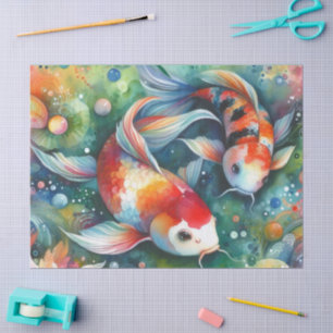 カラフルコイ魚水お洒落色オレンジティール(緑がかった色) 薄葉紙