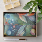 カラフルコイ魚水お洒落色オレンジティール（緑がかった色） 薄葉紙 (ギフト)