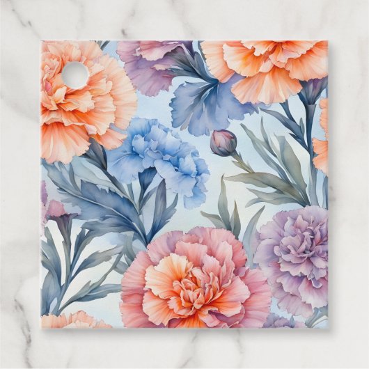 カラフルコテージガーデンフラワーアートギフトラベル フェイバータグ (正面)