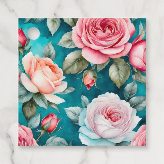 カラフルコテージガーデンフラワーアートギフトラベル フェイバータグ (正面)