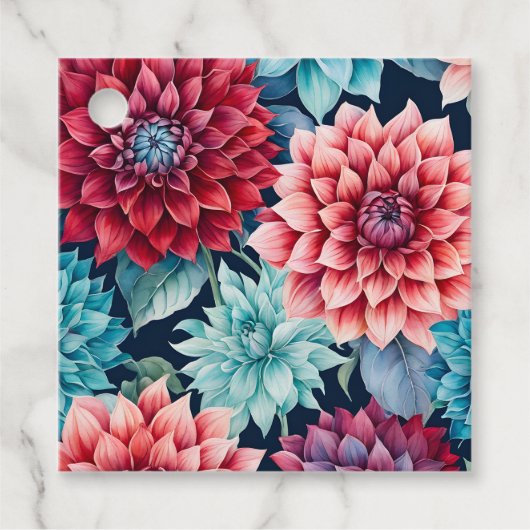 カラフルコテージガーデンフラワーアートギフトラベル フェイバータグ (正面)