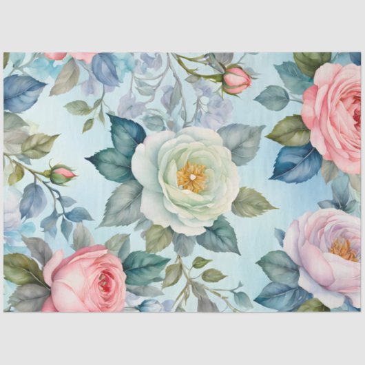 カラフルコテージガーデンフラワーズアートティッシュペーパー 薄葉紙 (正面)