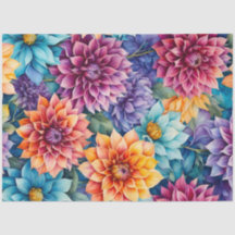 カラフルコテージガーデンフラワーズアートティッシュペーパー