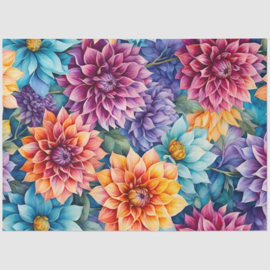 カラフルコテージガーデンフラワーズアートティッシュペーパー 薄葉紙 (正面)