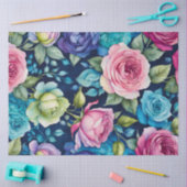 カラフルコテージガーデンフラワーズアートティッシュペーパー 薄葉紙 (クラフト)
