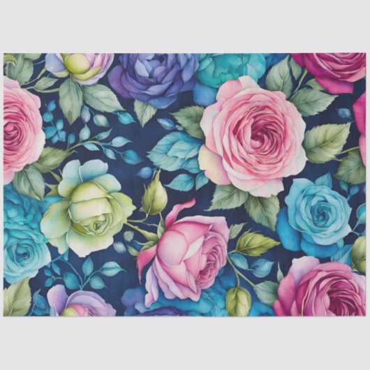 カラフルコテージガーデンフラワーズアートティッシュペーパー 薄葉紙 (正面)