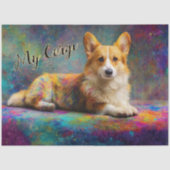 カラフルコーギー抽象画パーソナライズデザイン 薄葉紙 (正面)
