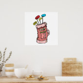 カラフルゴルフバッグとクラブグラフィック ポスター (キッチン)