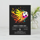 カラフルゴール編集可能サッカー誕生日 招待状 (スタンド正面)