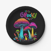 カラフルサイケデリックきのこ ペーパープレート (正面)