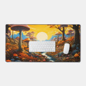 カラフルサイケデリックキノコ風景画 デスクマット (キーボード&マウス)