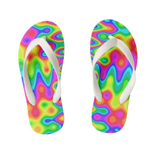 カラフルサイケデリックデザインビーチサンダル キッズビーチサンダル