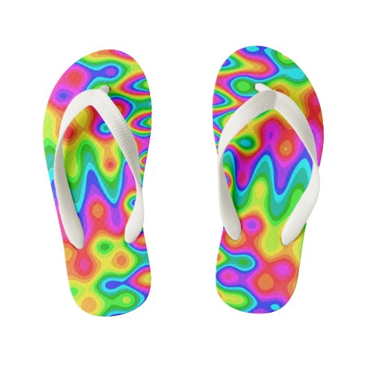 カラフルサイケデリックデザインビーチサンダル キッズビーチサンダル (フットベッド)