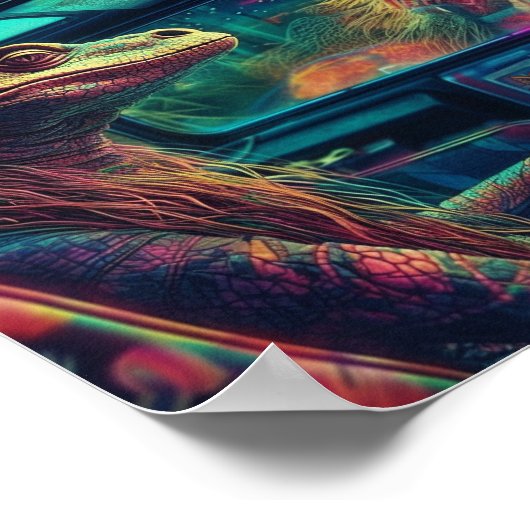 カラフルサイケデリックトカゲ ポスター (角)