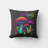 カラフルサイケデリック茸 クッション (正面)