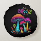 カラフルサイケデリック茸 ラウンドクッション (裏面)