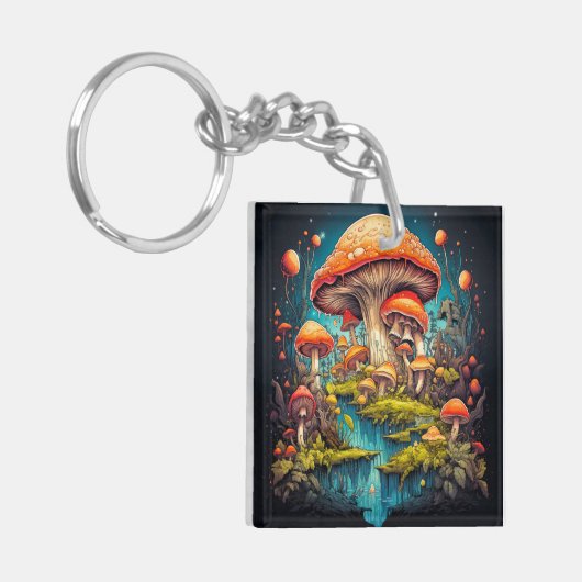 カラフルサイケデリック菌イラストレーション キーホルダー (正面左)