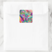 カラフルサイケデリック蝶・花 スクエアシール (バッグ)