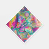 カラフルサイケデリック蝶・花 スタンダードランチョンナプキン (角)