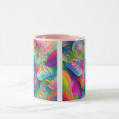 カラフルサイケデリック蝶・花 マグカップ (中央)