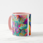 カラフルサイケデリック蝶・花 マグカップ (正面左)
