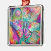 カラフルサイケデリック蝶・花 メタルオーナメント (左)