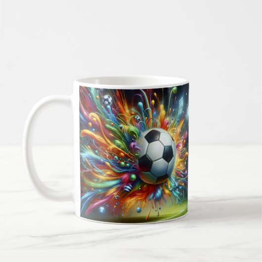 カラフルサッカーボール コーヒーマグカップ (左)