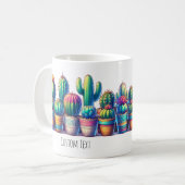 カラフルサボテンのカスタム文字または名前 コーヒーマグカップ (正面左)