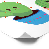 カラフルサボテンのロマンチックなユーモアおもしろい ポスター (角)