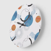 カラフルサボテン:かわいいシームレスパターン ラージ壁時計 (傾斜)