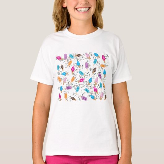 カラフルサマーアイスクリームパターン Tシャツ (正面)
