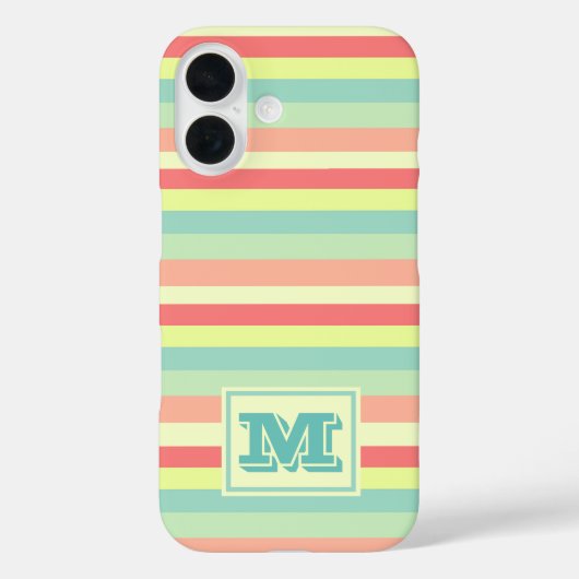 カラフルサマーパステルストライプモノグラム Case-Mate iPhoneケース (裏面)