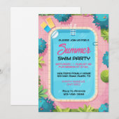 カラフルサマー泳ぐパーティー 招待状 (正面/裏面)