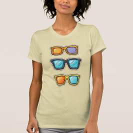 カラフルサングラス3点セット レトロファッションデザイン Tシャツ