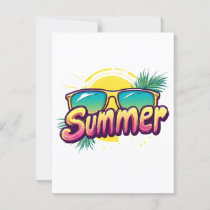 カラフルサングラス 夏のテキスト ポストカード