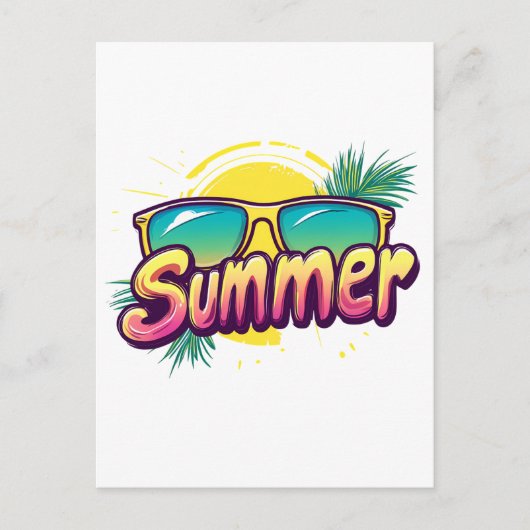カラフルサングラス 夏のテキスト ポストカード (正面)