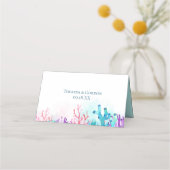 カラフルサンゴ礁ウォーター結婚カラー プレイスカード (裏面)