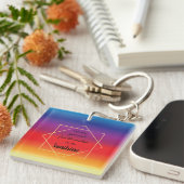 カラフルサンセットカラーと感動的引用文 キーホルダー (正面右)