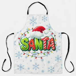 カラフルサンタクリスマスライト楽しいホリデーベーキング エプロン