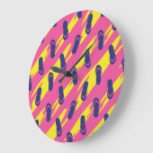 カラフルサンダル、ヴィンテージ背景 ラージ壁時計 (傾斜)