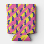 カラフルサンダル、ヴィンテージ背景 缶クーラー (裏面)