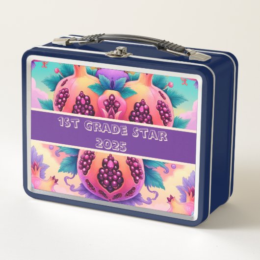 カラフルザクロ1年生スター2025 メタルランチボックス (正面)