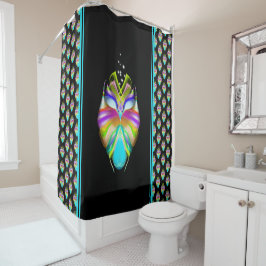 カラフルシアンとブラックのOracle Owl シャワーカーテン