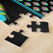 カラフルシアンとブラックのOracle Owl ジグソーパズル (側面)