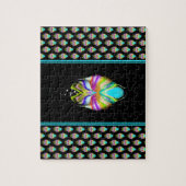 カラフルシアンとブラックのOracle Owl ジグソーパズル (縦)